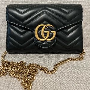 GG marmont quilted leather wallet on chain